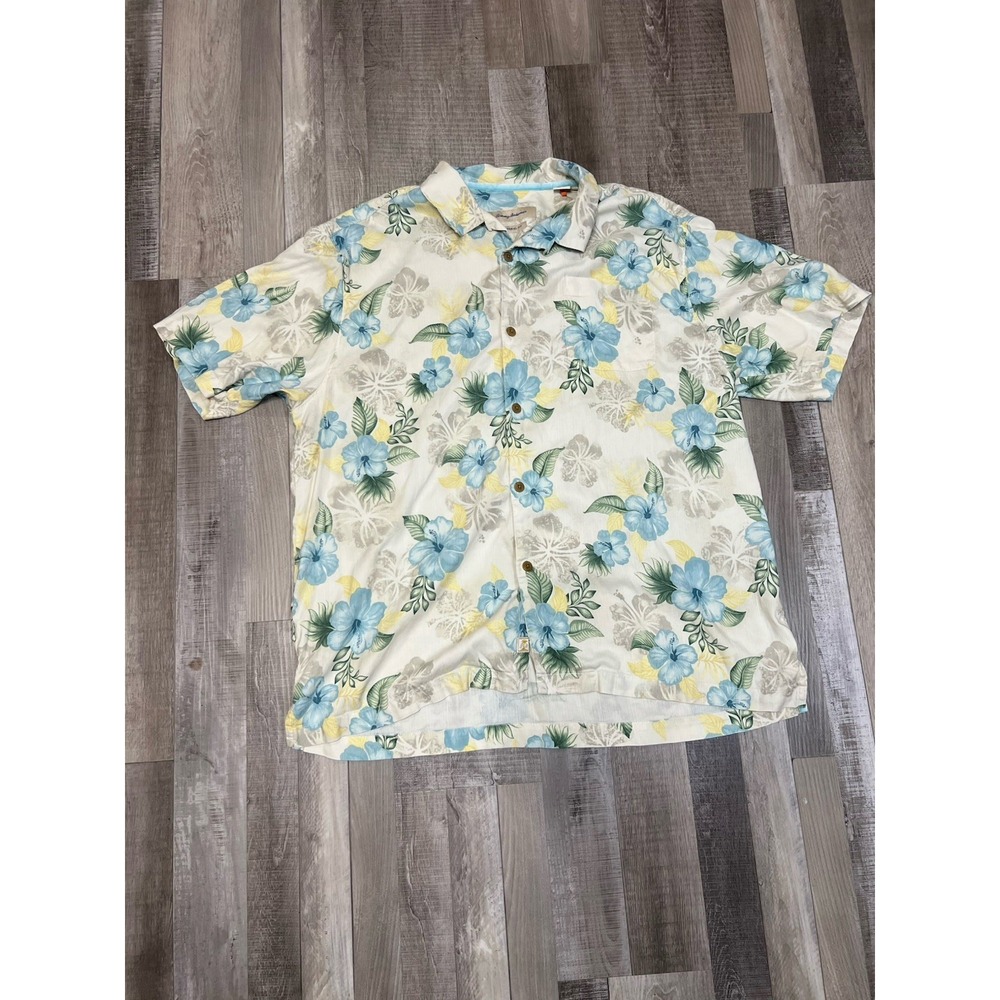 Tommy Bahama 100% Silk Short Sleeve multicolor Floral XL  Button Up Colorful‎
